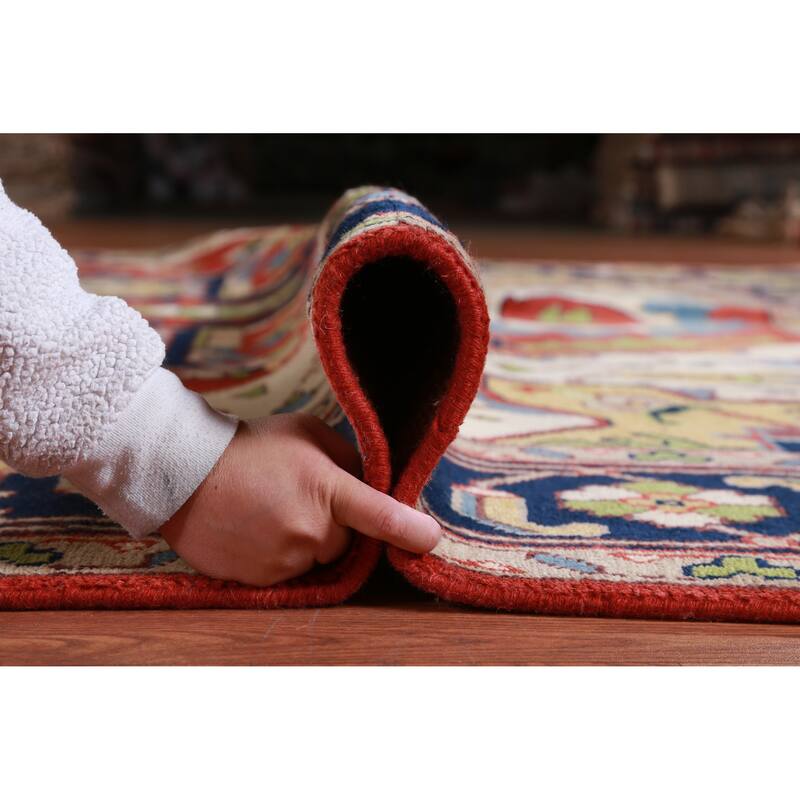 Hand Knotted Oriental 100% Wool Carpet Traditional Medallion Oranges & Rust Heriz (serapi) Area Rug - 13' 10'' X 9' 9''