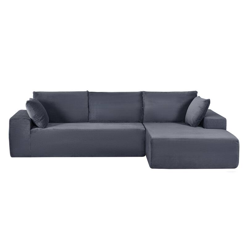 Modular Sleeper Sofa with Wide Armrest Corduroy L Shaped Sectional Couches for Living Room, No Assembly
