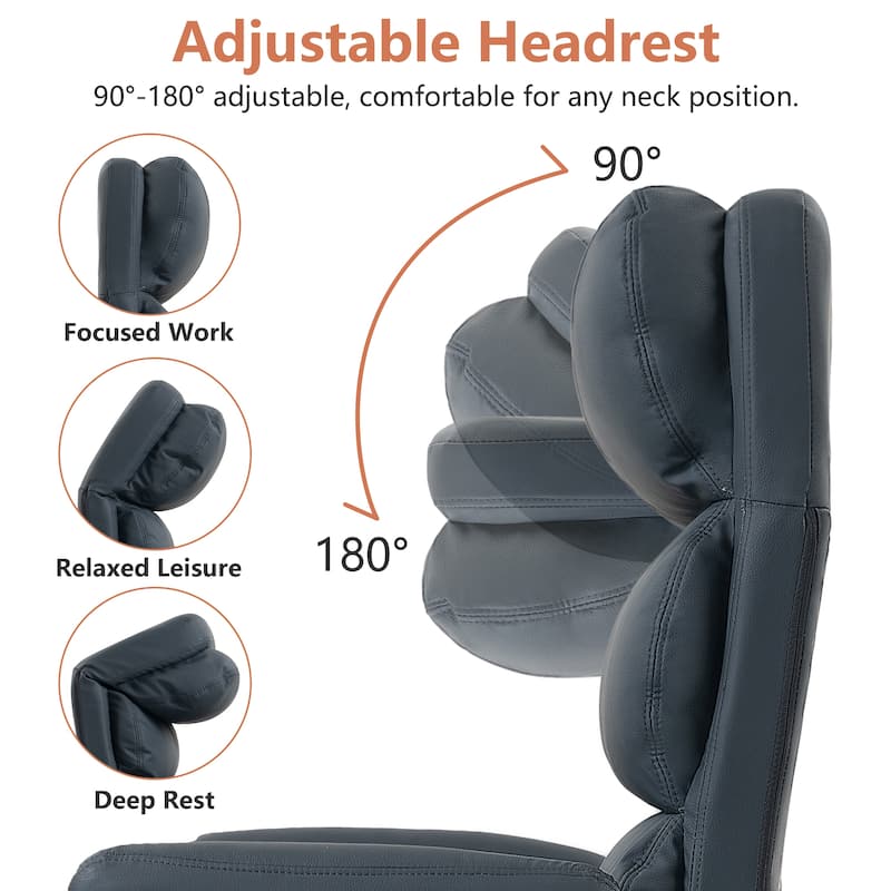 Cross-legged Office Chair with Flip-up Arms and Headrest, High-Back Ergonomic Executive Chair with Footrest and Side Pockets