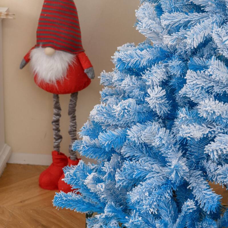 Artificial Flocked Christmas Tree with Metal Stand and Snow-Tipped Branches Ideal Holiday Decoration