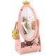 preview thumbnail 5 of 3, Kids Full Length Mirror with 360 Degree Rotatable Design and Shelf-Pink