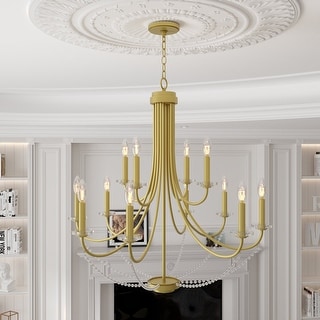 Acroma 12-Light Modern Gold Chandelier with Crystal Beads - Bed Bath ...