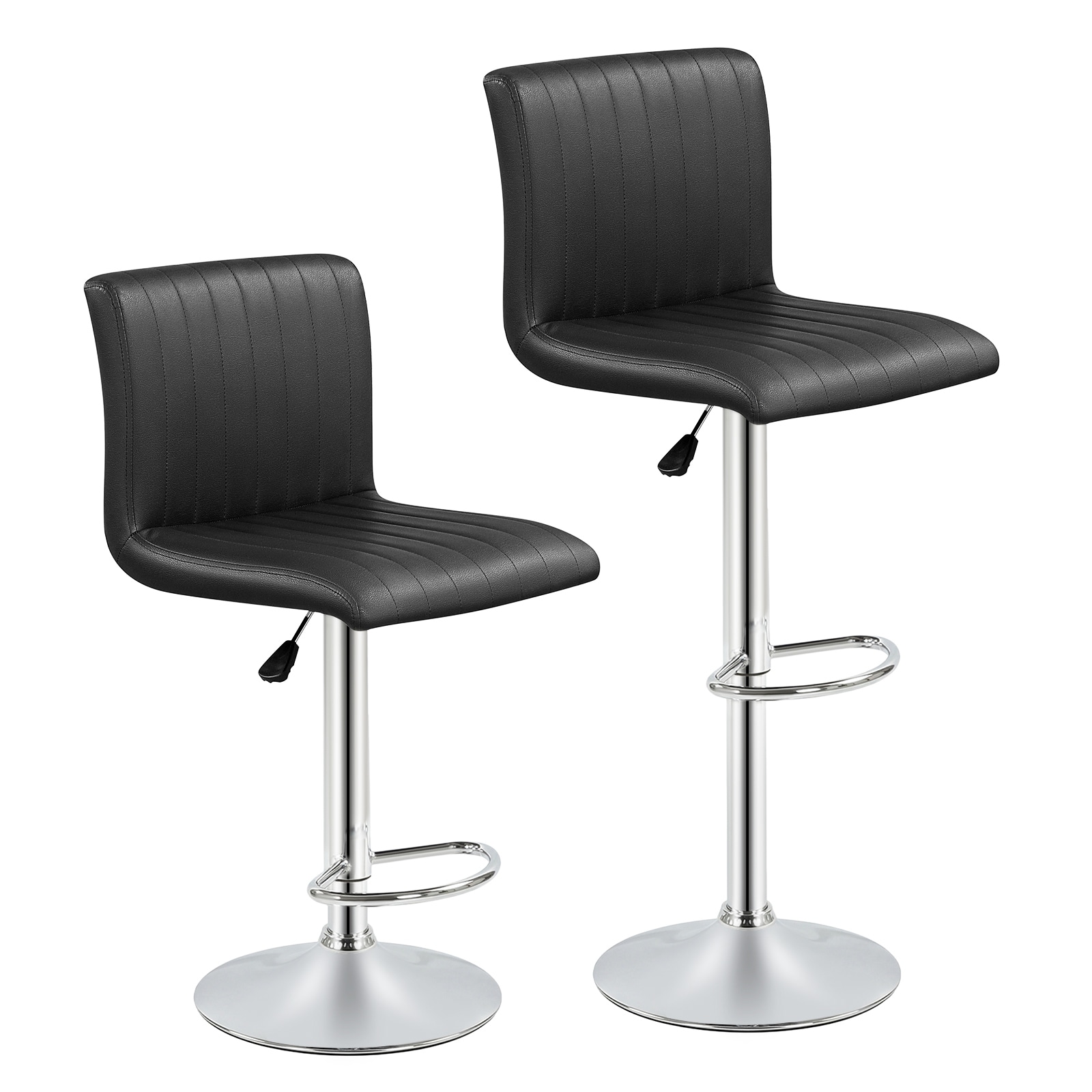 Gymax Bar Stools Set of 2 Adjustable Swivel Barstools w/Back &