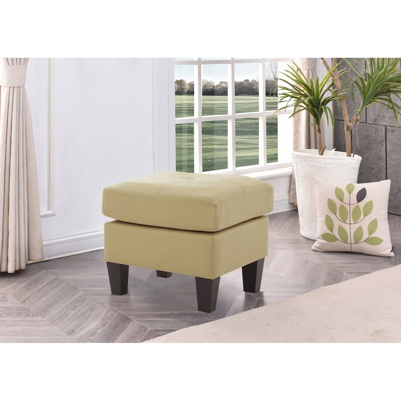 Faux Leather Upholstered Tufted Ottoman - 23" - Beige