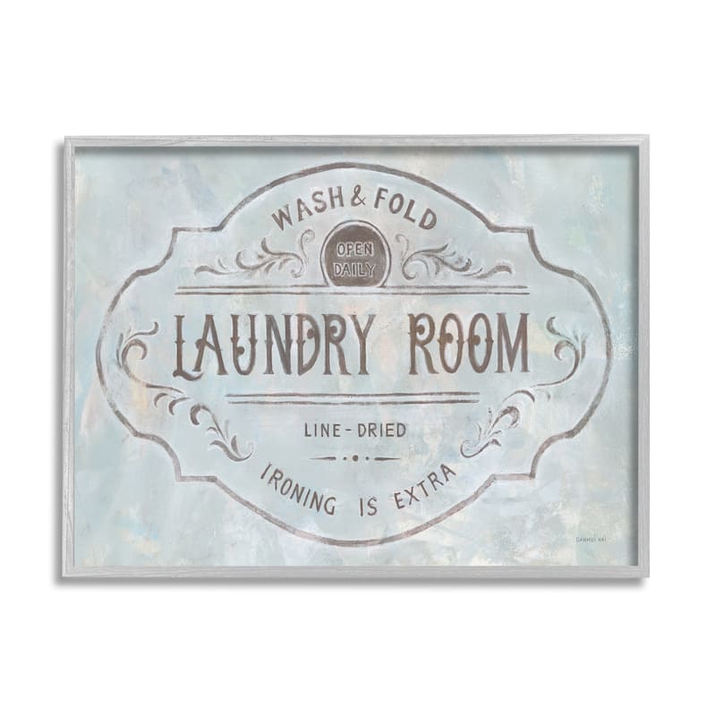 Stupell Wash and Fold Laundry Room Vintage Parisian Sign Framed Wall Art - Brown