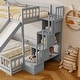 preview thumbnail 12 of 17, Twin Over Full Bunk Bed with Slide,Storage Staircase and Safety Guardrails