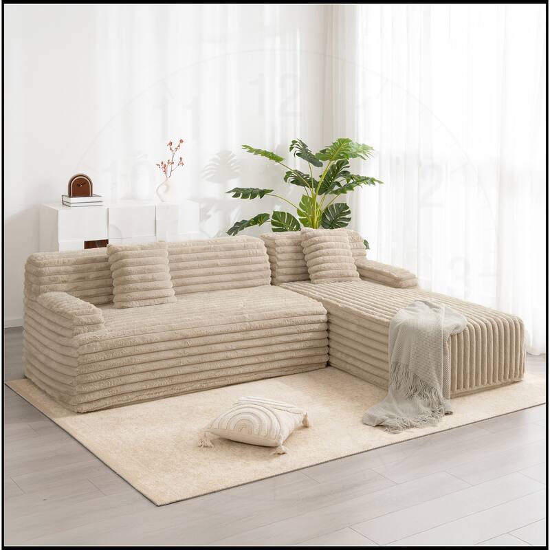 110" Cloud Sectional Sofa Upholstered Free-combined