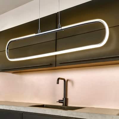 Makena 39" Dimmable Adjustable Integrated LED Metal Linear Pendant, by JONATHAN Y