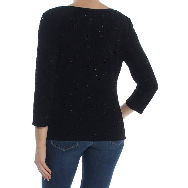 Shop Msk Womens Black Drape Neck 3 4 Sleeve Cowl Neck Sweater Size