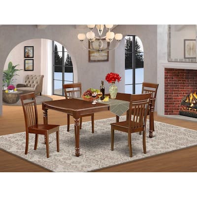 Rectangular Dining Table Set 5pc 60x78 Inch Table w/ Butterfly Leaf & 4 Kitchen Chairs