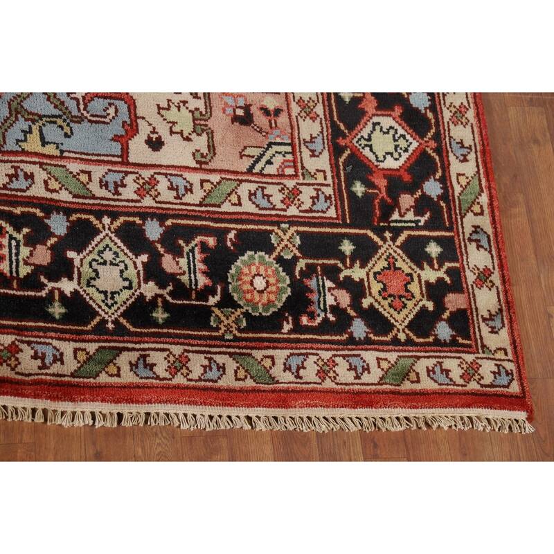 Heriz Serapi Oriental Area Rug Hand-Knotted Wool Carpet - 8'11" x 12'1"