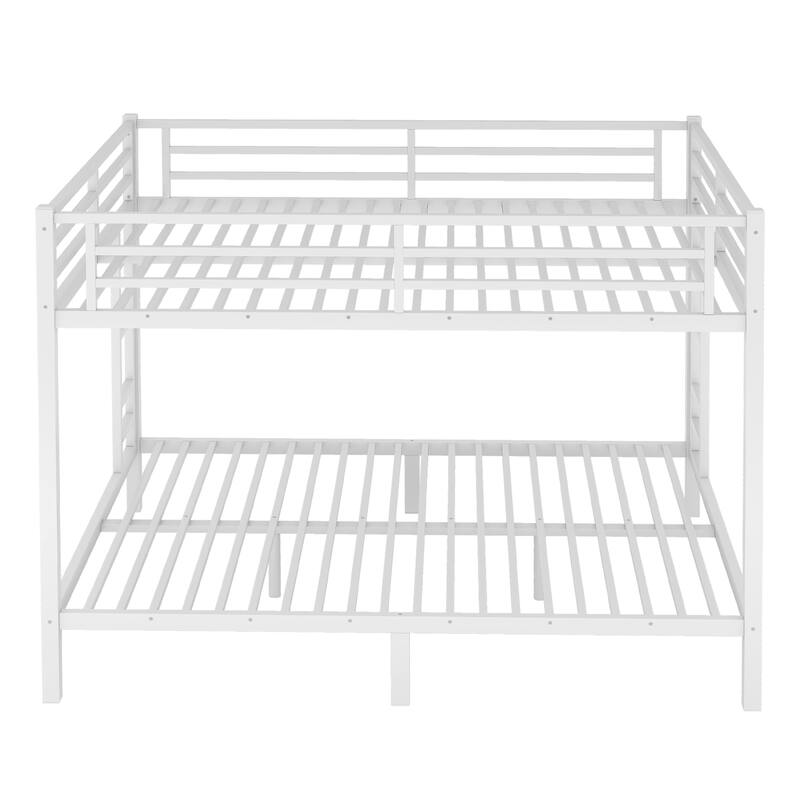 Metal Bunk Bed Frame with Safety Guardrail, Heavy Duty Metal Slat Support, Noise Free