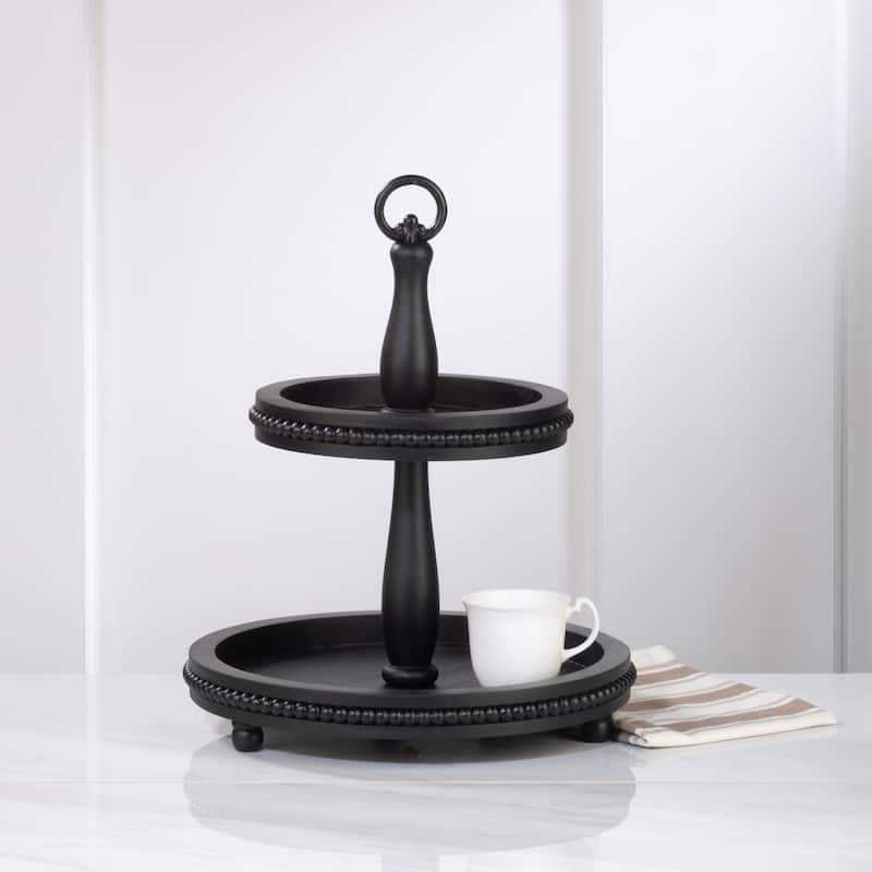 Round Tiered Wooden Beaded Stand