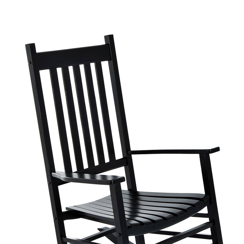 Outdoor Patio Wooden Rocking Chair with Smooth Armrests & High Back