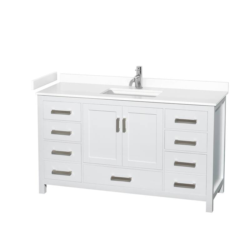 Wyndham Collection Sheffield 60" Single Bathroom Vanity, Carrara - White / White Cultured Marble Top / Brushed Chrome
