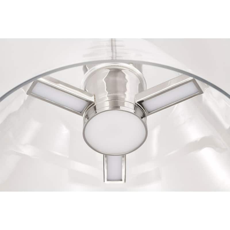 Edmond 14 Inch LED Pendant Polished Nickel with Clear Glass - Polished Nickel