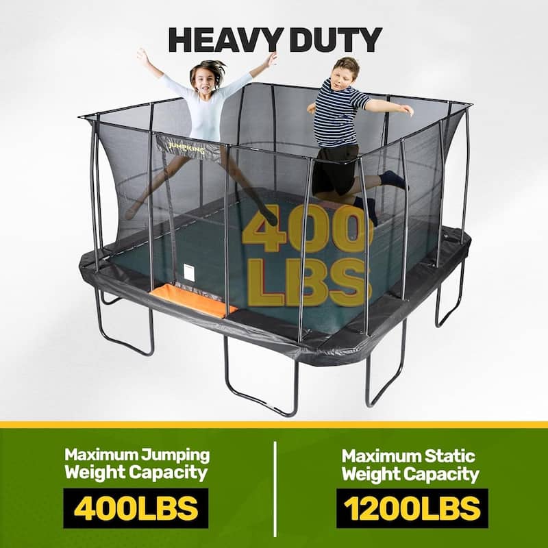 Rectangular Pro Trampoline with Complete Enclosure - Advanced Spring Layout for Superior Jumping Experience - 156