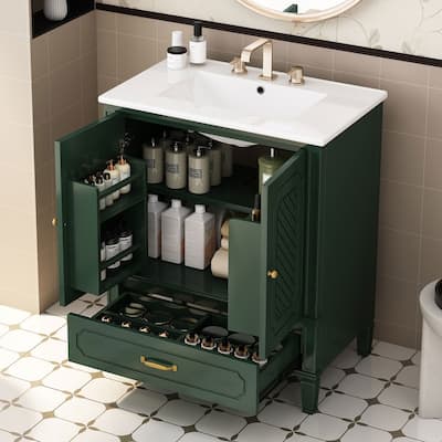 30" Bathroom Vanity with Sink, Door Shelf, Soft-closing Door