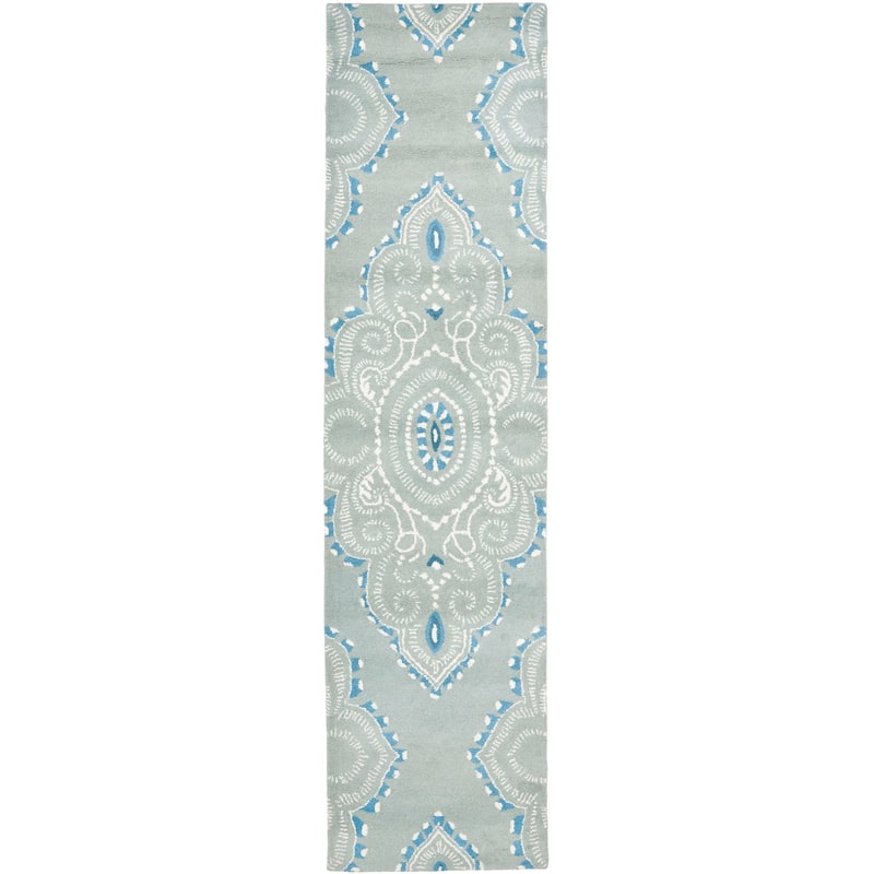 SAFAVIEH Handmade Wyndham Geanina Modern Wool Rug - 2'3" x 11' Runner - Blue/Ivory
