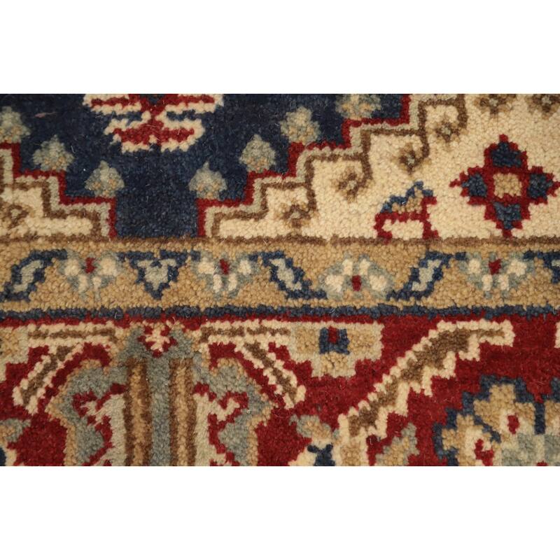 Hand Knotted Oriental 100% Wool Carpet Traditional Geometric Navy Blue & Blues Viss Area Rug - 8' 10'' X 5' 11''