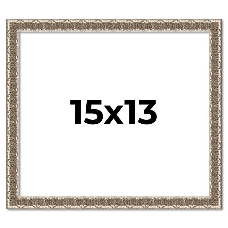 15x13 Frame Silver Versailles Ornate Solid Wood Picture Frame | 1 Inch