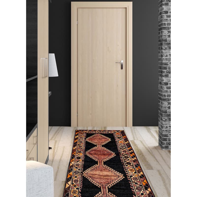 ECARPETGALLERY Hand-knotted Melis Vintage Navy Wool Rug - 3'9 x 9'4