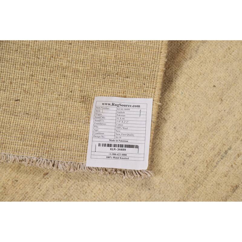 Contemporary Gabbeh Oriental Foyer Rug Hand-Knotted Solid Wool Carpet - 2'2"x 3'0"
