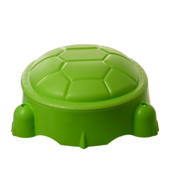 Turtle Pool Sandpit with Lid Green