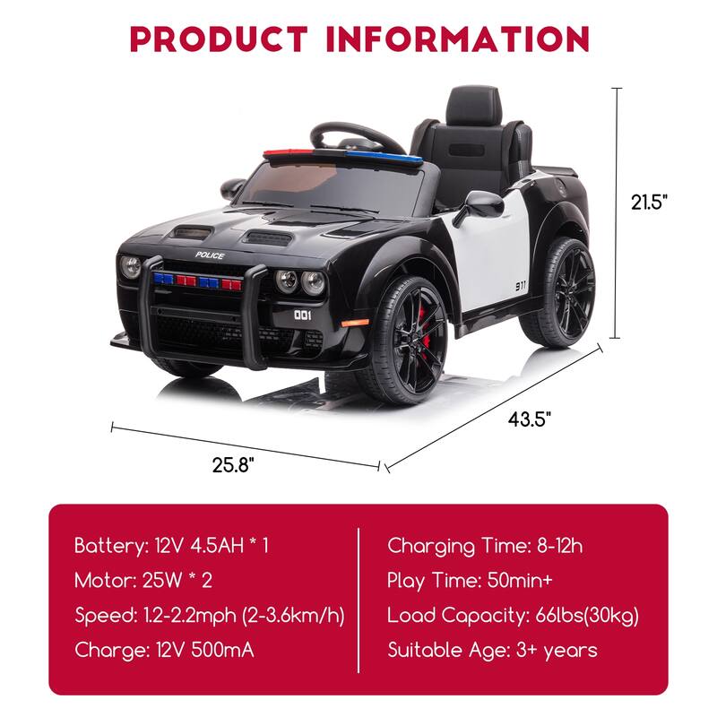 12V Kids' Electric Ride On Car, Licensed Dodge Challenger Electric Car