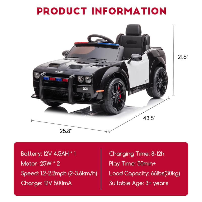 Kids Electric Car Licensed Dodge Challenger Ride On Car 12V