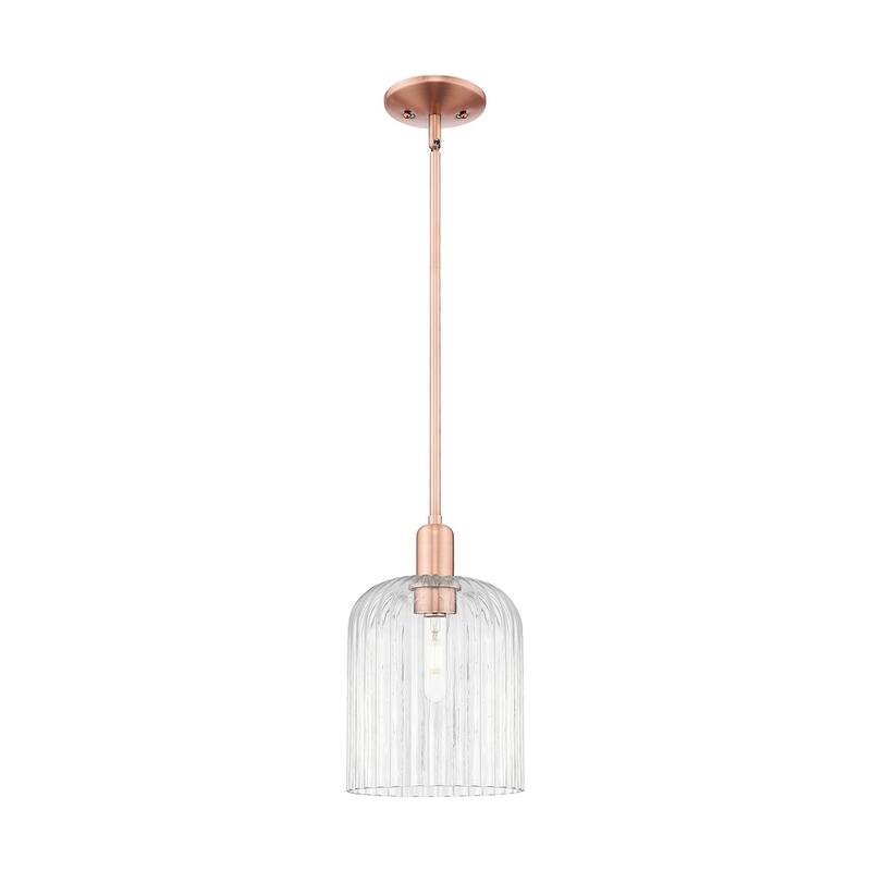 Innovations Lighting 716-1S-13-8 Bridal Veil Pendant Bridal Veil 8" - Antique Copper / Clear