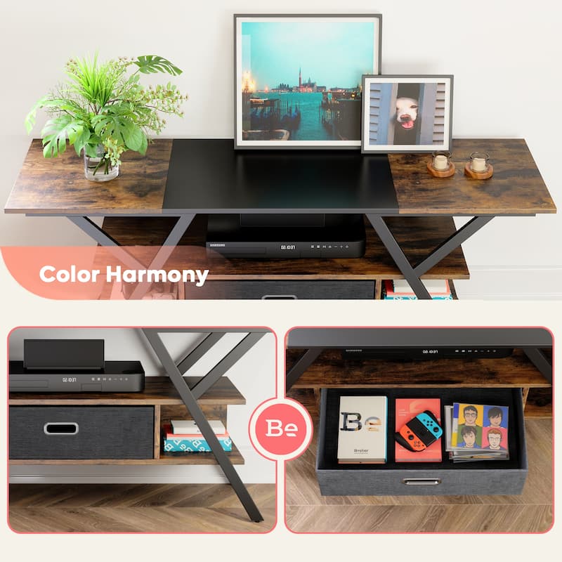 55 inch LED TV Stand for TVs up to 65 inch Media Console Entertainment Center with Drawer