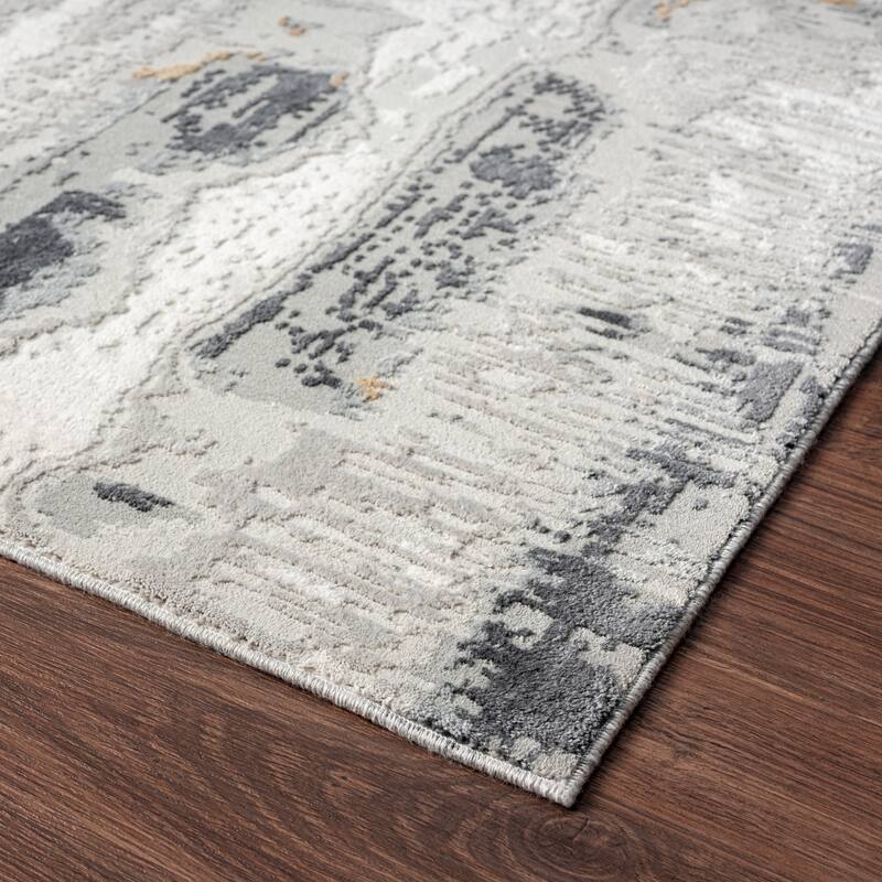 N Natori Bliss Sahara Neutrals Gold/Silver Modern Area Rug