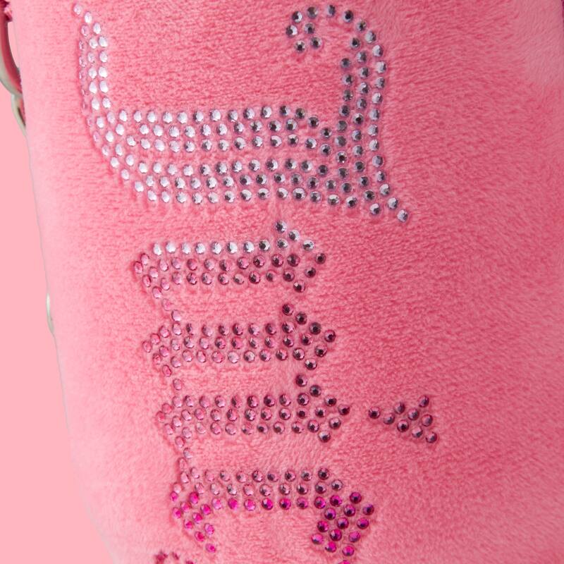 Juicy Couture Jetsetter Hydration Stainless Steel Tumbler with Handle, Straw & Topper with Velour Crossbody Pouch