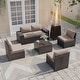 preview thumbnail 5 of 99, Outdoor Patio Furniture Set, All Weather PE Wicker Sectional Conversion Sofa set with Firepit(Optional)