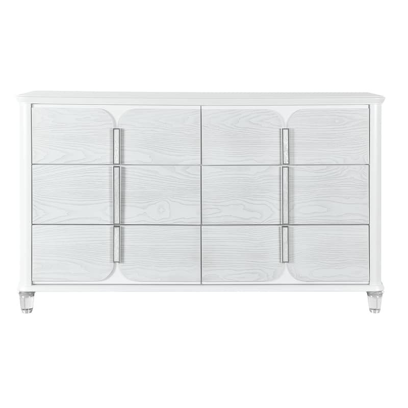 HomeRoots 63" Gray Wood Six Drawer Double Dresser