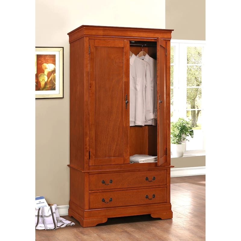 Wooden Armoire with 2-Drawers - 78" -Oak Finish