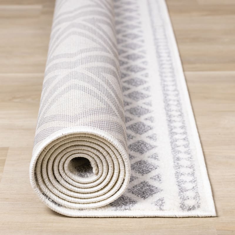 Covington Collection - White Grey Modern Indoor Area Rug, 5'3" x 7'7"