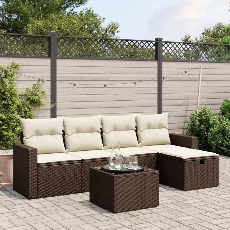 vidaXL Garden Sofa Set - Brown and cream Large  - form1