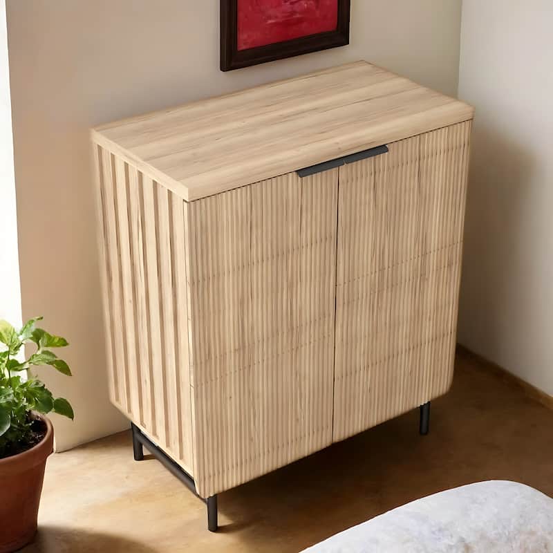 Sideboard Buffet Cabinet with Adjustable Shelves and Fluted Doors