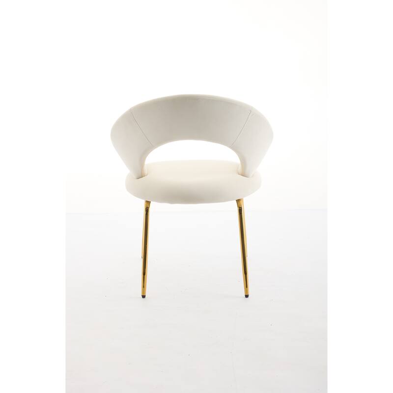 Velvet Dining Chairs with Curved Backrest and Metal Legs, kitchen Chair with Adjustable Foot Nails for Dining Room
