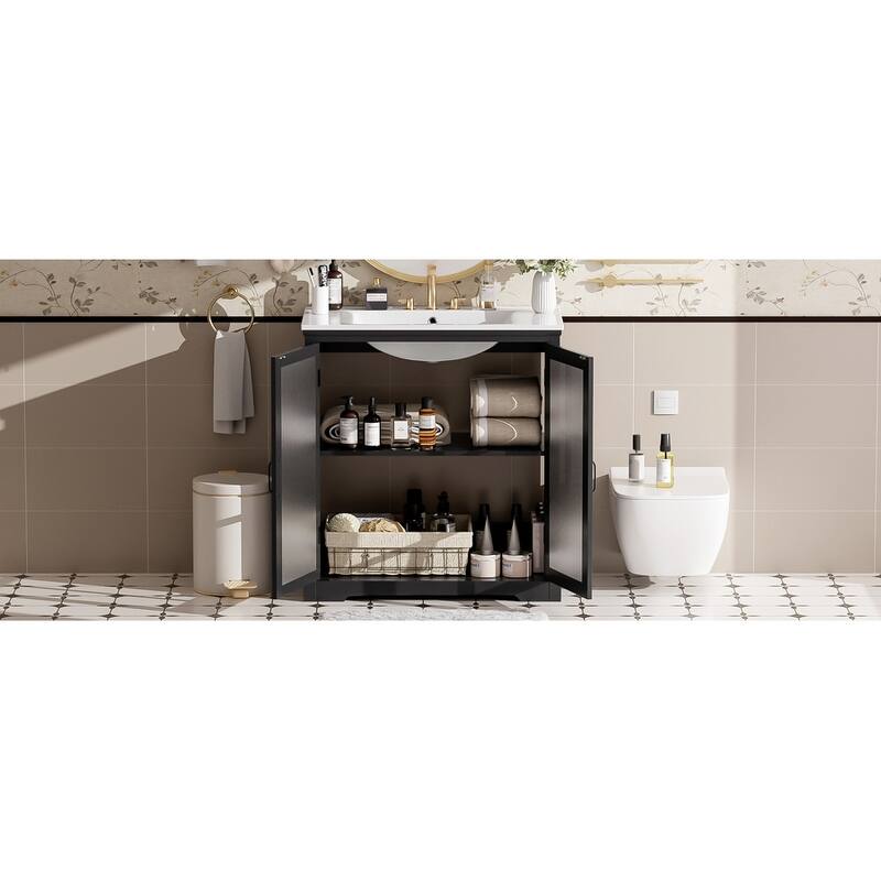 30" Modern Freestanding Bathroom Vanity with Ceramic Sink