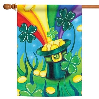 Shamrock Rainbow Pot Gold St Patrick's Day Outdoor House Flag 40