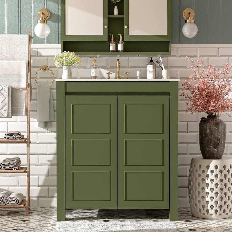 30'' Farmhouse Bathroom Vanity with Ceramic Sink
