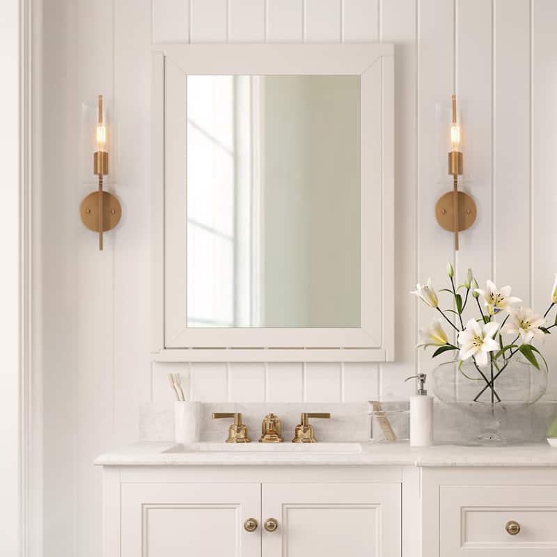 Velus Modern Gold 1-Light Seeded Glass Bathroom Vanity Light