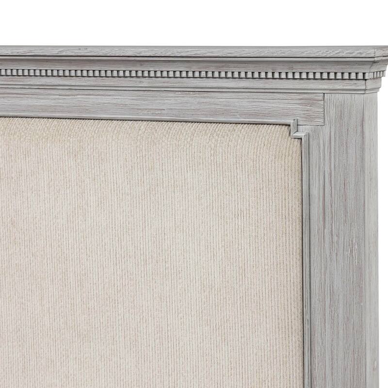 Furniture of America Eleanor 3-Piece Weathered Grey Solid Wood Panel Bedroom Set with Dentil Molding