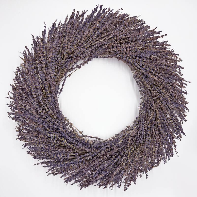 Preserved Decorative Real Dried Lavender Wreath - Purple