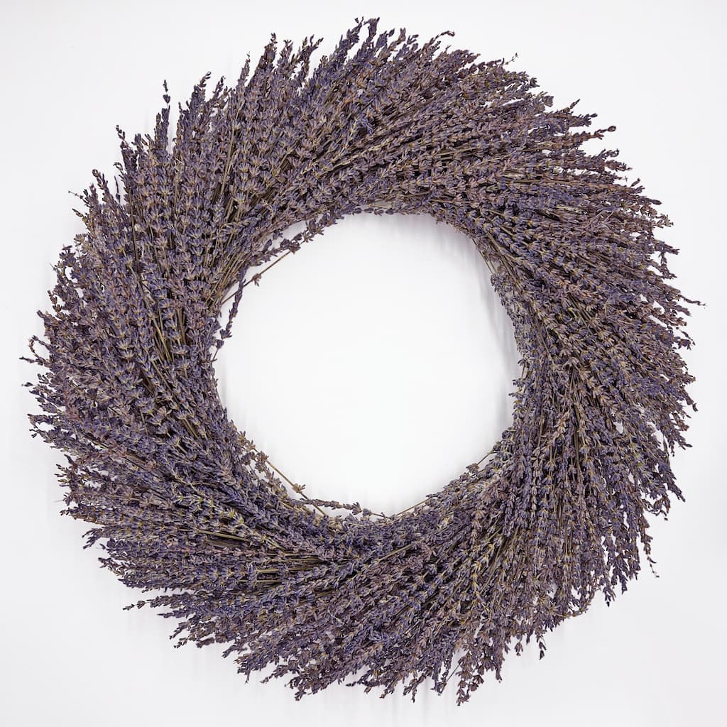 Preserved Decorative Real Dried Lavender Wreath - Purple