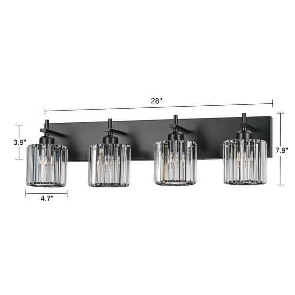 dimension image slide 8 of 17, Mid-Century Modern Dimmable Bathroom Vanity Light Crystal Glass Wall Sconce