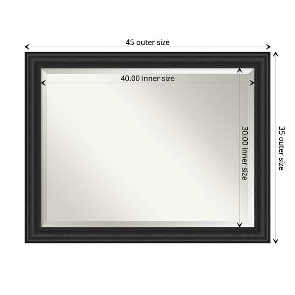 dimension image slide 0 of 5, Beveled Bathroom Wall Mirror - Shipwreck Black Frame
